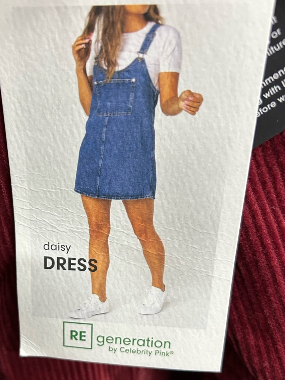 Celebrity Pink Maroon Denim Daisy Pinafore Dress Medium (0071, 0373) - Picture 4 of 9